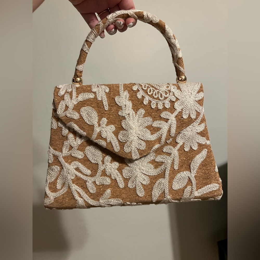 Haute Hippie Tan & Cream Embroidered Bag